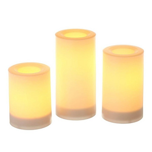 Hot sale cheap price white color flameless pillar plastic led outdoor candle with patent