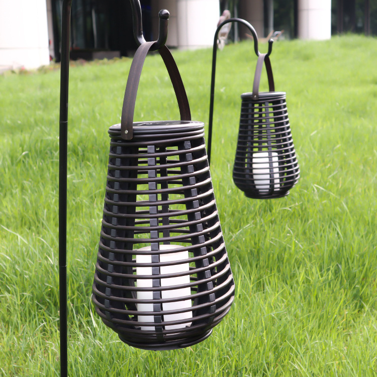 Changzhou Hanko Solar Hanging Lantern Decoration Pear Rattan Led Outdoor Garden Light Solar led Lights