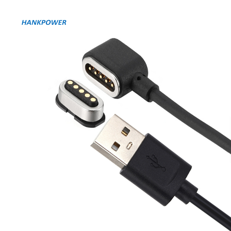 Right Angle Pogo Pin Male And Female 5 Pin Magnetic Charging USB Cable Waterproof Magnetic Connectors For Electronic Product