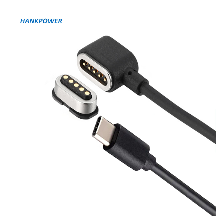 Right Angle Pogo Pin Male And Female 5 Pin Magnetic Charging USB Cable Waterproof Magnetic Connectors For Electronic Product