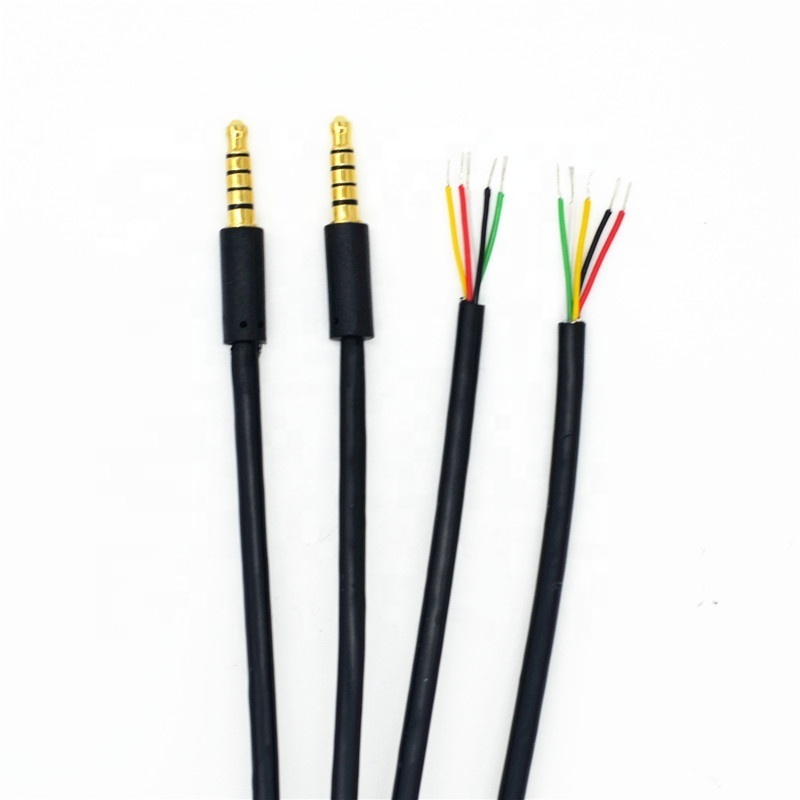 Universal 3.5mm 5Pole Audio Cable TRRRS Male Jack To Bare End Wires 5 Core Shielded Audio Cable