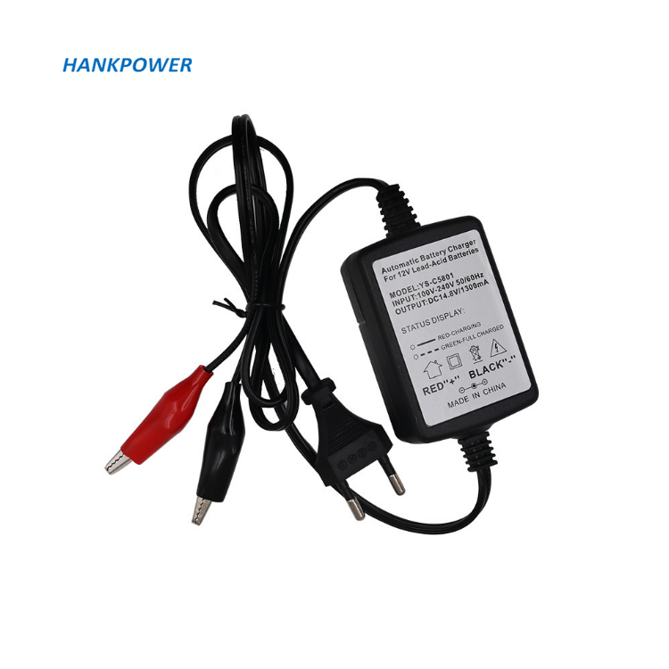 12V 1.5A SLA Battery Charger Automatic Float Charger DC AC Adapter Smart Charger with Alligator Clips