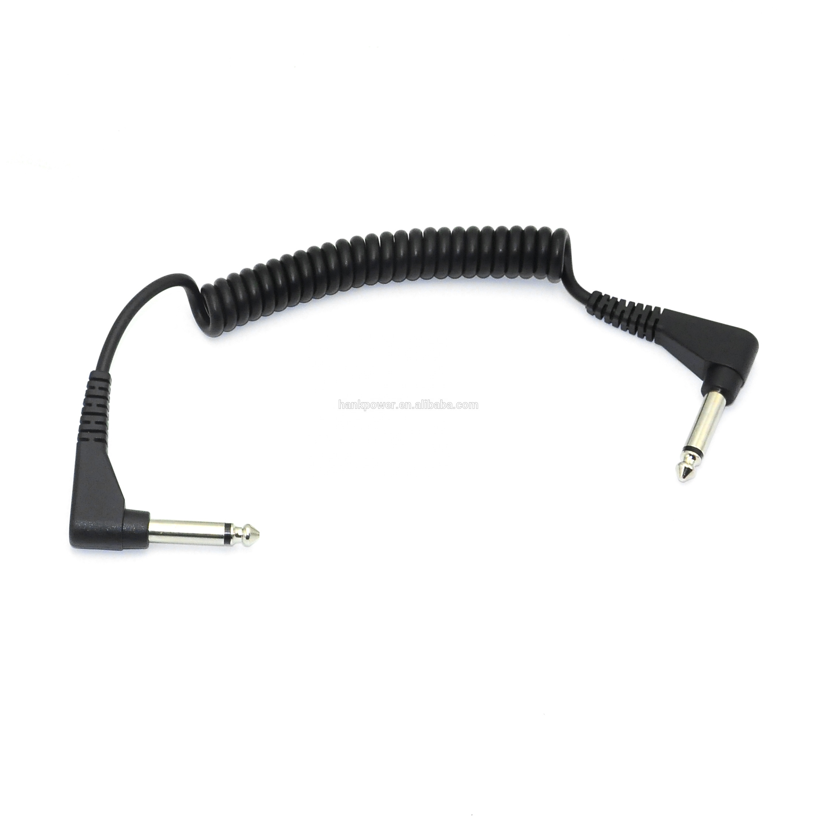 Coiled speaker cable spiral TPU premium 6.35mm mono jack extension speaker microphone cable