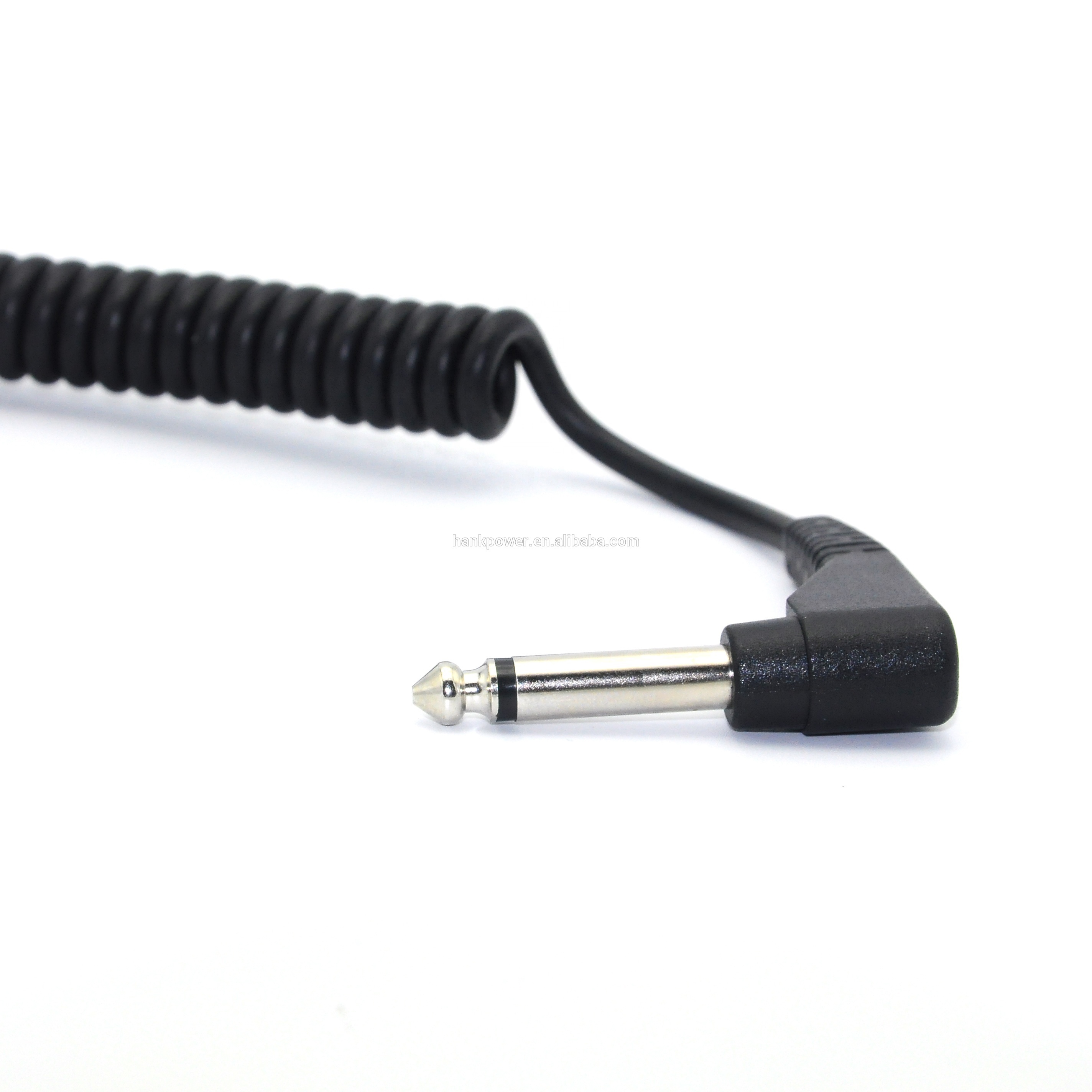 Coiled speaker cable spiral TPU premium 6.35mm mono jack extension speaker microphone cable