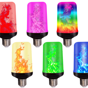 LED Flame Effect Fire Light Bulb 4 Modes Flickering Fire Halloween Decorations Lights E26 Base Flame Bulb with Upside Down Effec