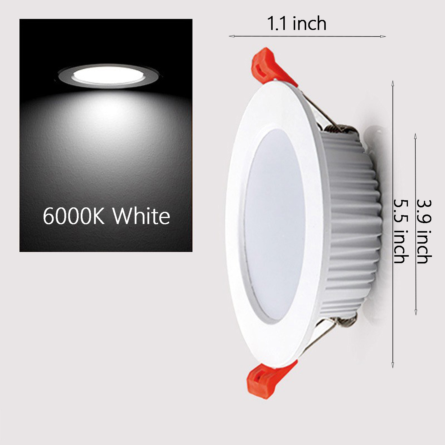 6.7Inch Ultra-Thin LED Recessed Ceiling Light, 18W 6000K 1800LM Daylight Canless Wafer Downlight Eqv 110W LED Can Lights