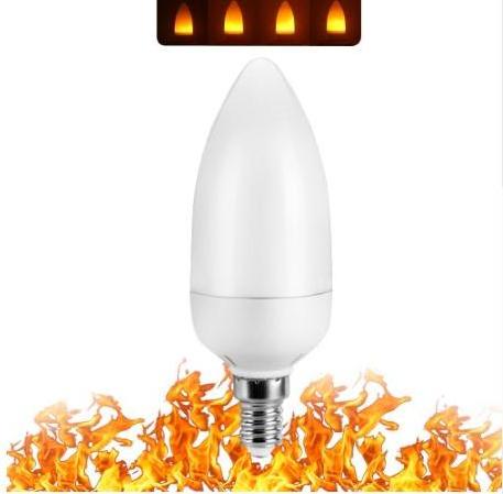 Flame Light Bulb E12 LED Flickering Flameless Candles, Warm White Simulated Fire Effect Tip Candelabra Bulbs with 3Models, 3Watt