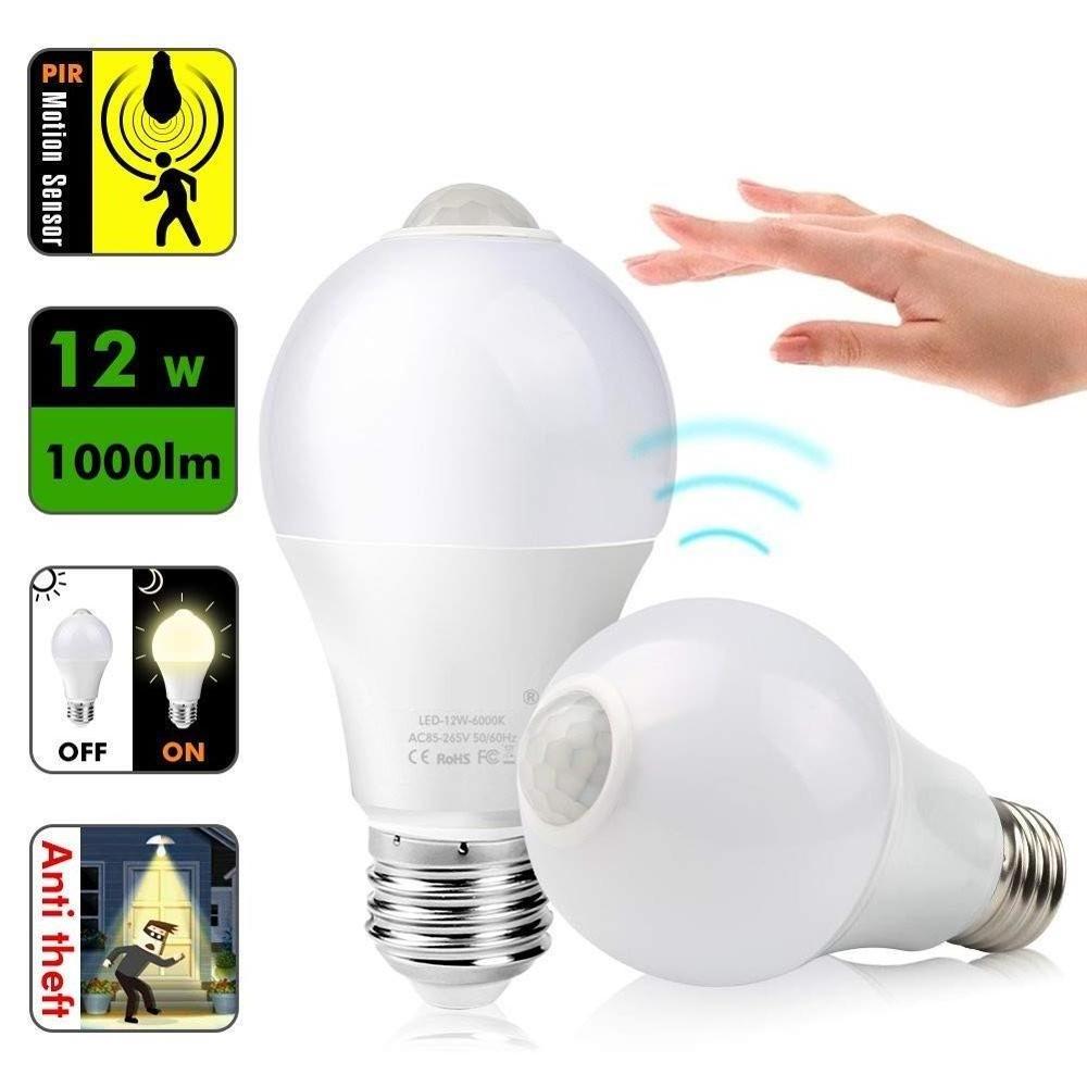 Smart Motion Sensor Light Bulbs, Built-in Motion Detector and Photocell Sensor, Automatic on/Off, Dusk to Dawn, A19/E26/120V/12W