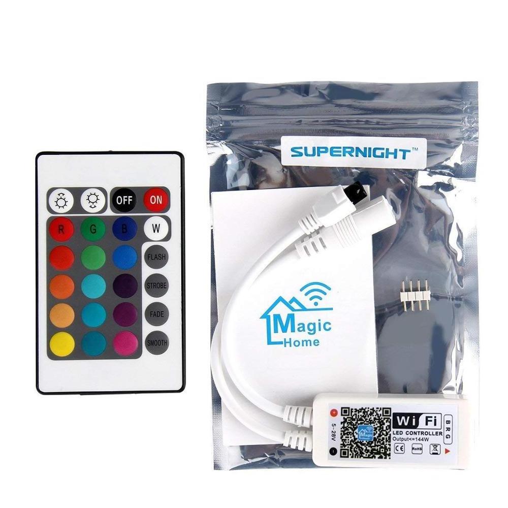 WiFi LED Controller for RGB LED Strip Lights,Compatible with Alexa Google Home,with 24 Keys Smart Remote Control