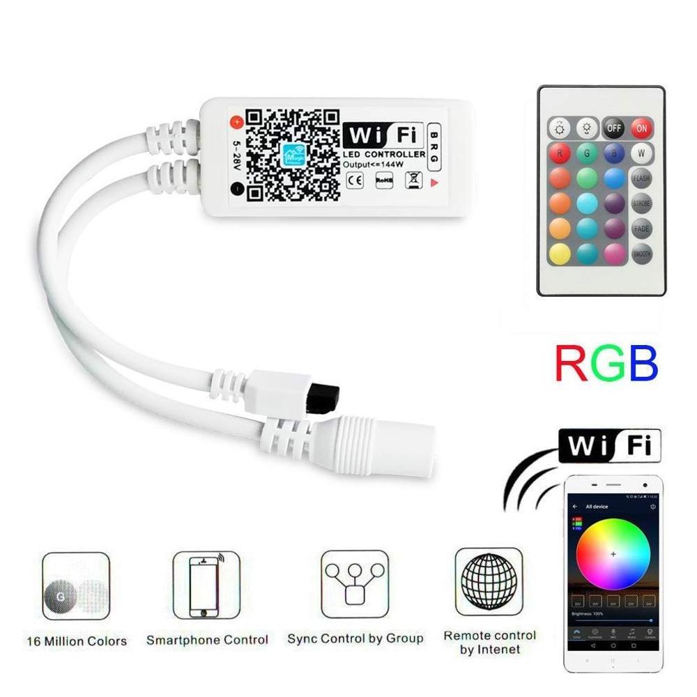 WiFi LED Controller for RGB LED Strip Lights,Compatible with Alexa Google Home,with 24 Keys Smart Remote Control