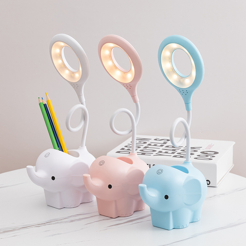 Elephant Deco Desk Lamp 3 Colors Dimmable USB Charging Creative Reading Light Bedroom Bedside Desk Light