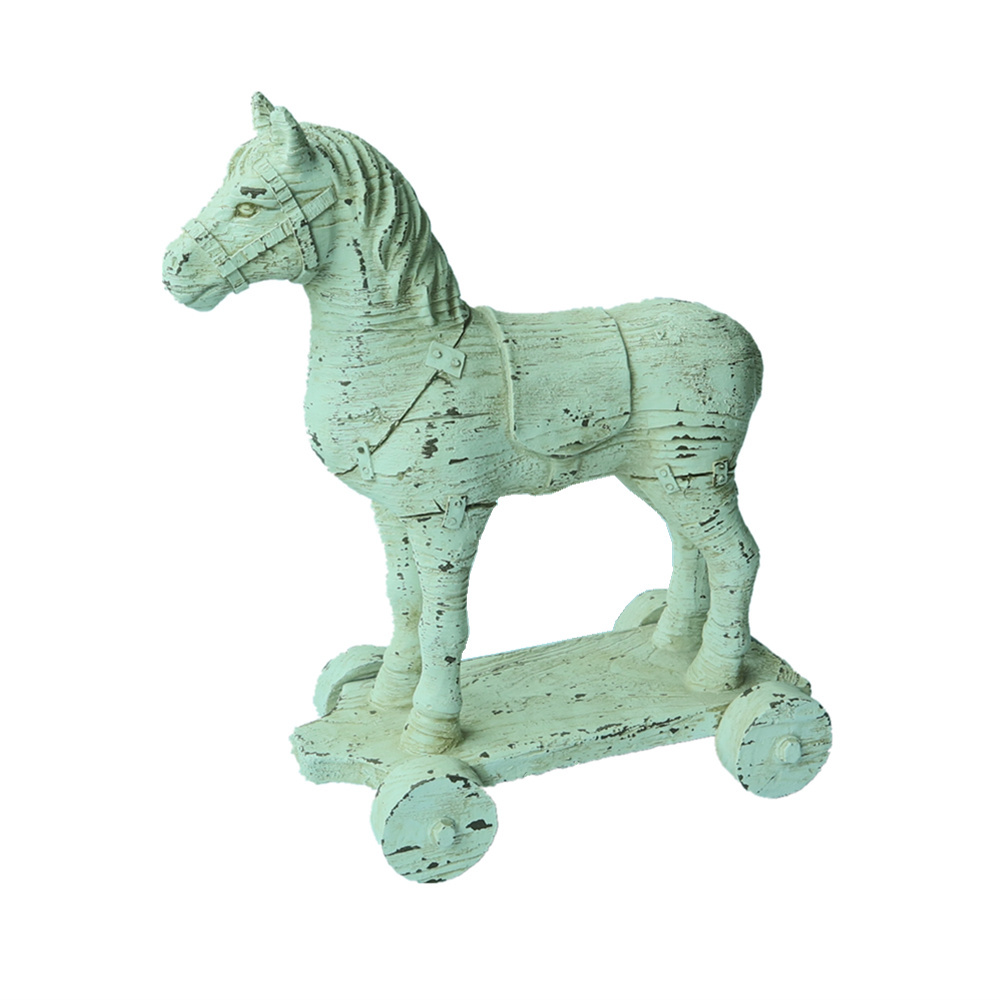 17 Inch Home Decor Resin Antique Horse Head Figurine Decoration Craft Bronze Polyresin Horse Head Staute with Base