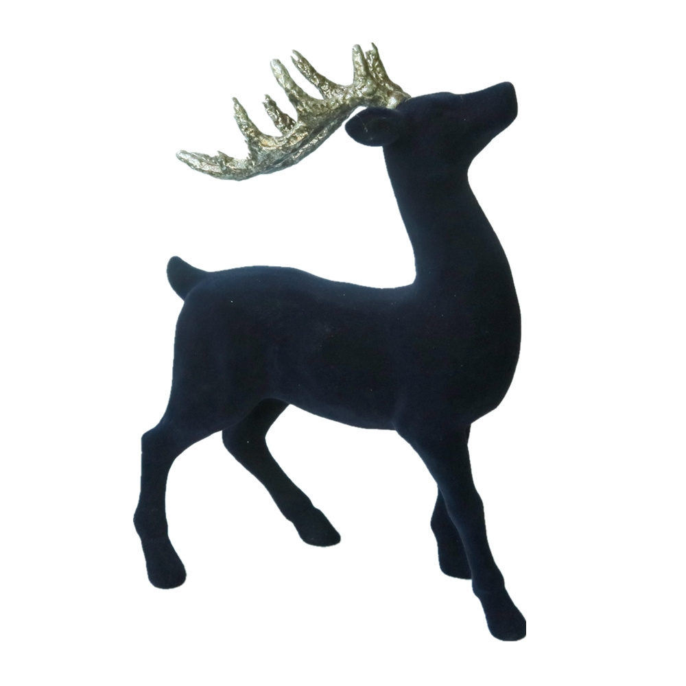 Home Decor Resin Flocked Sitting Deer Christmas Decoration Polyresin Reindeer