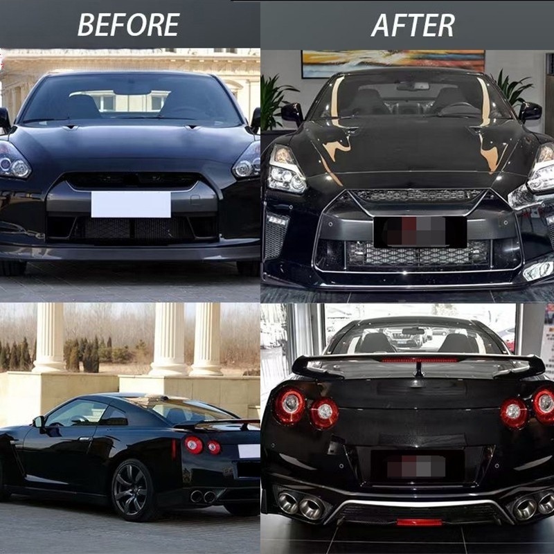 body parts and headlight 2008year gtr r35 upgrade 2017year gtr r35 old to new style car body kit pp material Exterior Parts