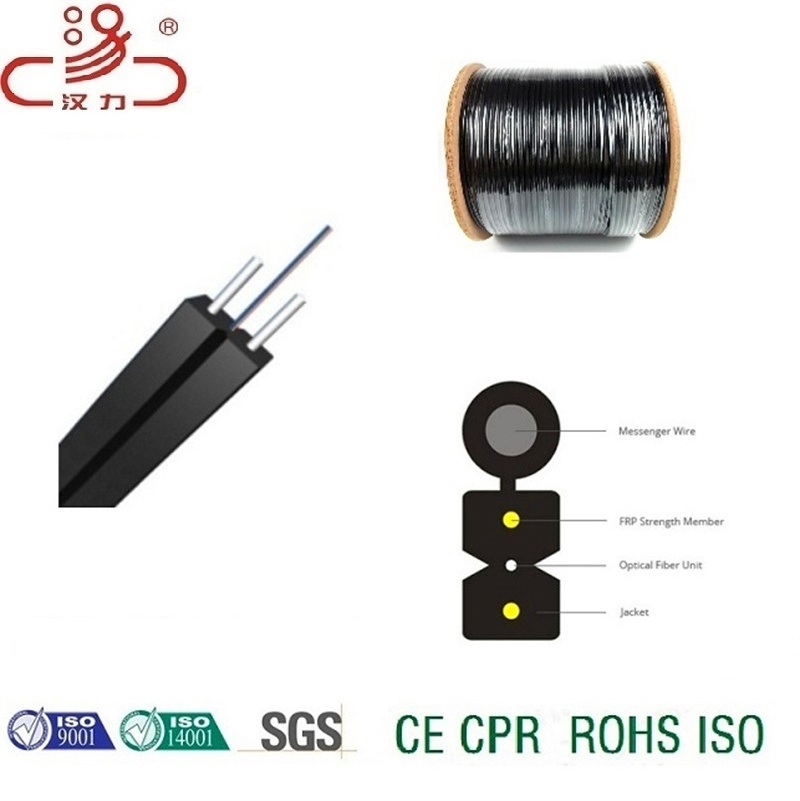 China Manufacture Supplier Drop Cable Fiber Optic Cable 1/2/3/4 core FTTH Outdoor GJYXCH Optic Fiber Cable with Messenger