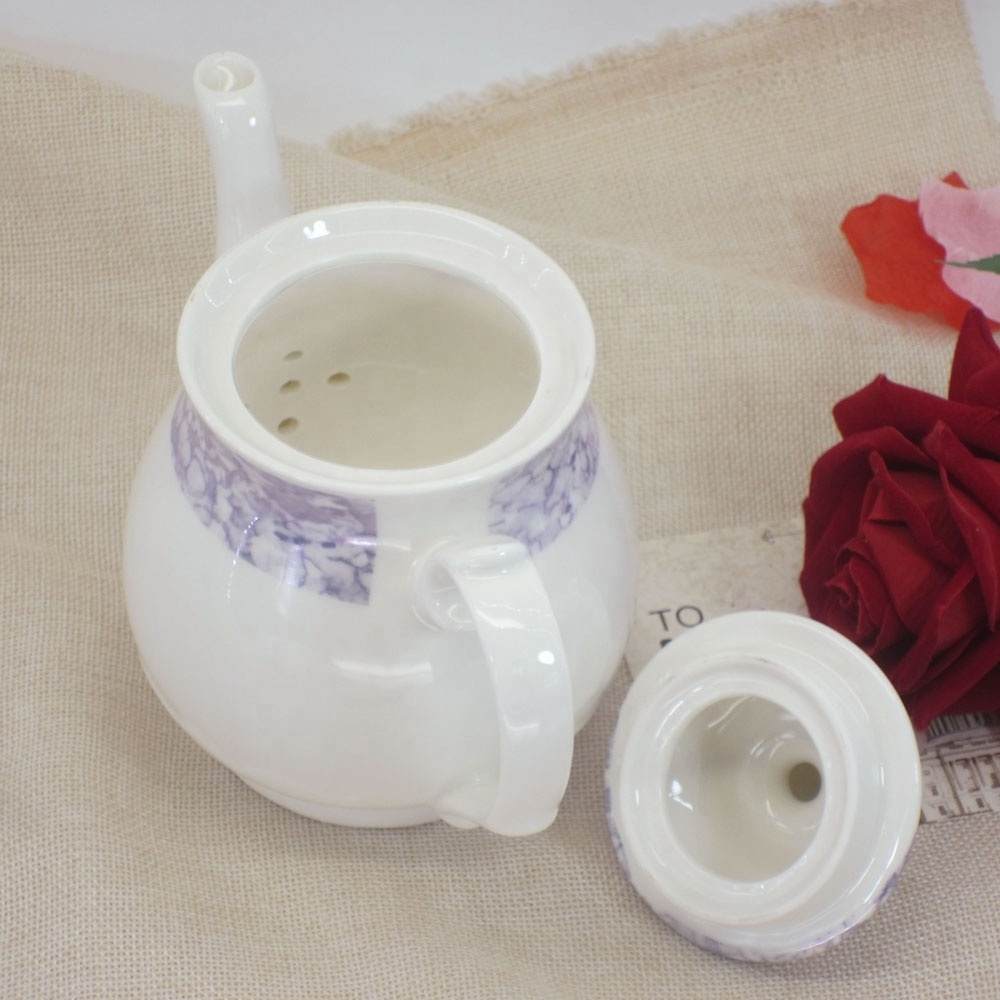 High quality new household ceramic bone china tea pot minimalist purple 13 pcs teapot sets