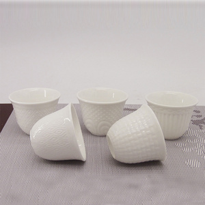 Simple white 1 tea pot 6 cups 6 discs porcelain coffee tea cup gift set