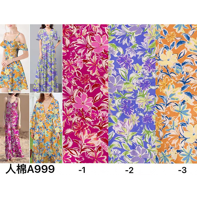 Stock 45S 95-100gsm printed 100 viscose sarong kain fabric spun challis 100 rayon fabric