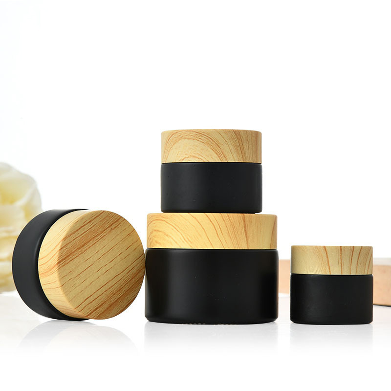 30ml 40ml 50ml 100 250ml Creams Bamboo Cap Glass Bottle Jar Set Empty Refillable Bamboo Cosmetic Packaging