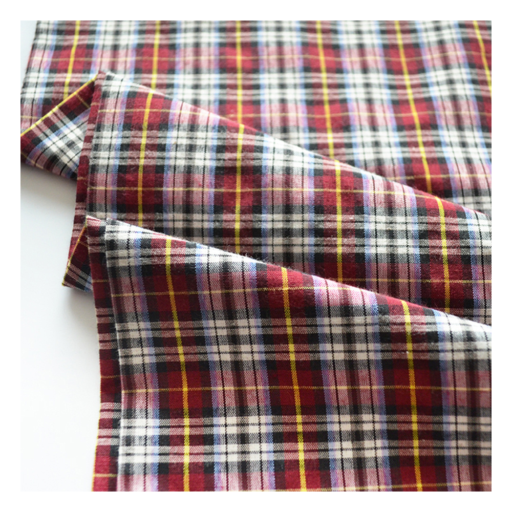 Hot sale High Quality 21S Yarn Dyed 100 Cotton Plaid Flannel Fabric for men's shirt in stock lot