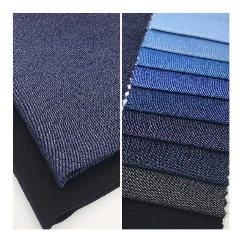 95% cotton 5% spandex strech heavy indigo denim fabric washed style french terry knitted jeans fabric china factory wholesale