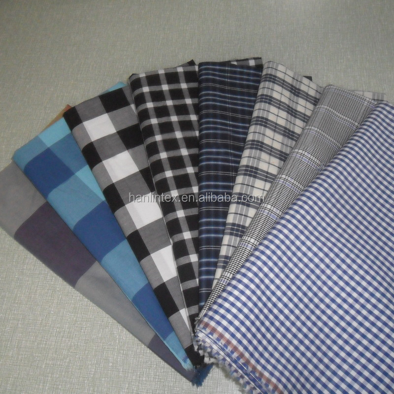 Free sample gingham fabric wholesale stock lot cotton yarn dyed shirting printed fabric plaid checked wool fabric for men skirt