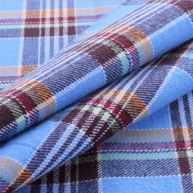 plaid flannel yarn dyed cotton polyester brushed fabric to Mexico