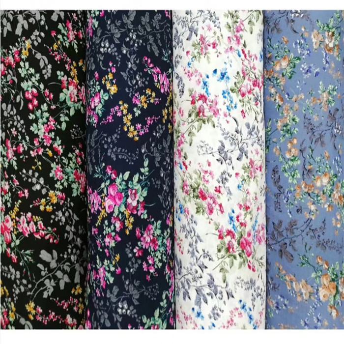 hebei hanlin rayon printed fabrics customize design cheap price per meter harga kain spun rayon fabric