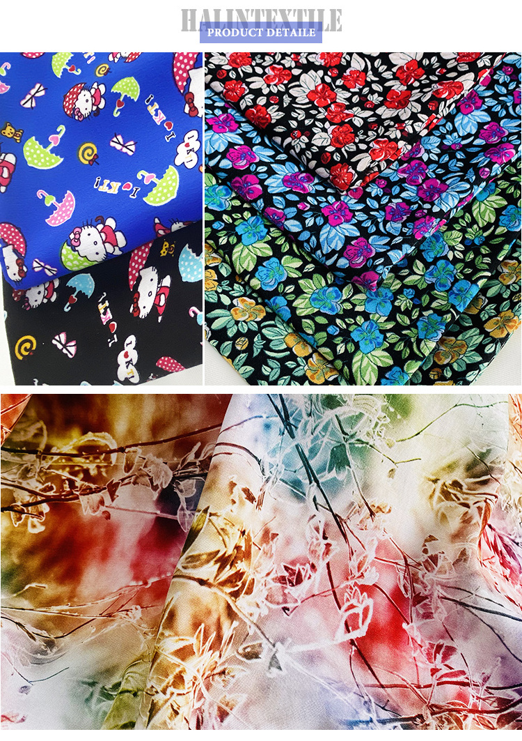 Wholesale custom 100% floral printed tecido viscose kain spun rayon fabric chalis