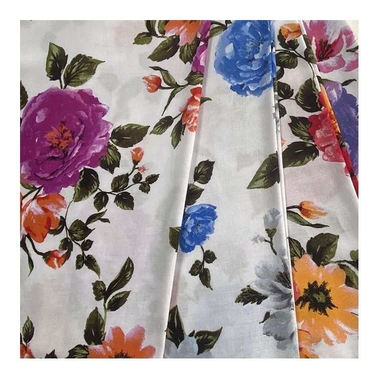 Wholesale custom 100% floral printed tecido viscose kain spun rayon fabric chalis