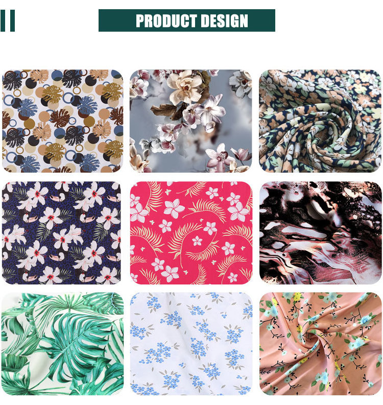 Customized 100D 4 way stretch elastane fabric 95 polyester 5 spandex fabric flower dress super soft polyester spandex fabric