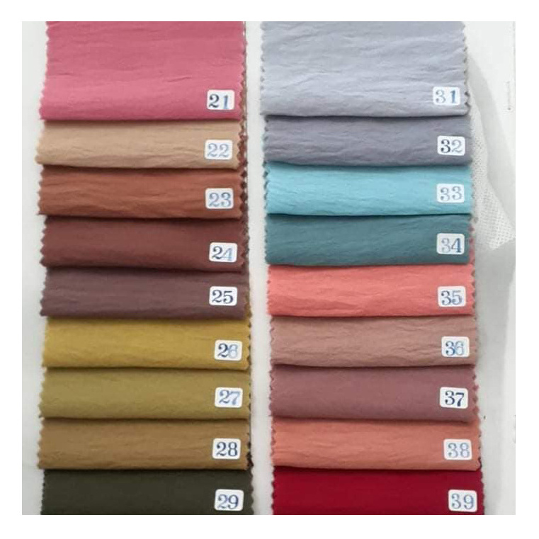 Woven Crushed CEY Polyester Plain Material 180D CEY Crinkle Spandex Crepe Dyed Kain CEY Air Flow Fabric For Dresses