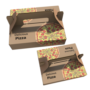 Custom Eco Friendly Biodegradable Pepperoni Pizza Handle Paper Packaging Neapolitan Pizza Corrugated Box Hawaiian Pizza Packing