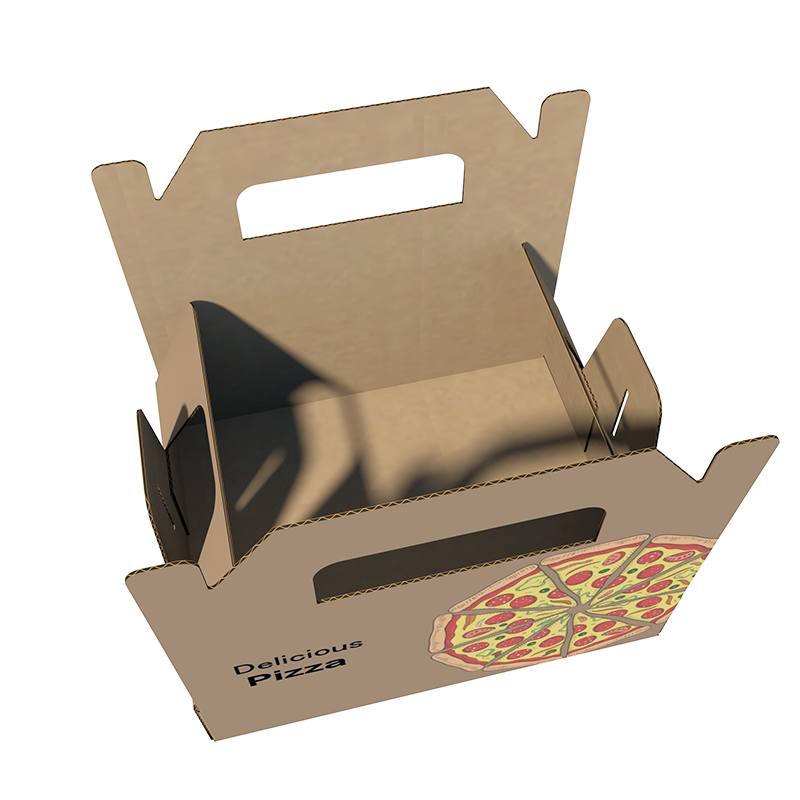 Custom Eco Friendly Biodegradable Pepperoni Pizza Handle Paper Packaging Neapolitan Pizza Corrugated Box Hawaiian Pizza Packing