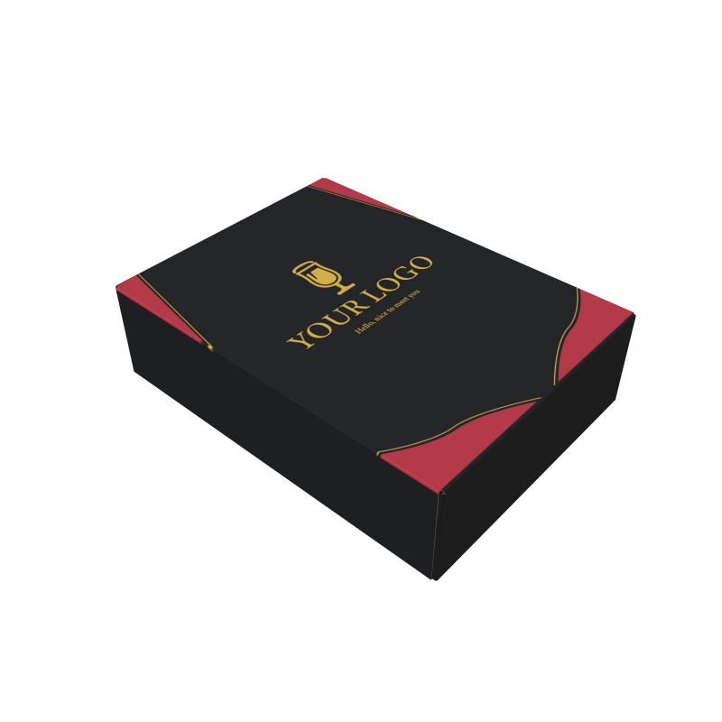 Custom Made Luxury Matt Black Rigid Cardboard Liquor Set Packaging Boxes Champagne Whisky Red Wine Bottles Glass Paper Gift Box