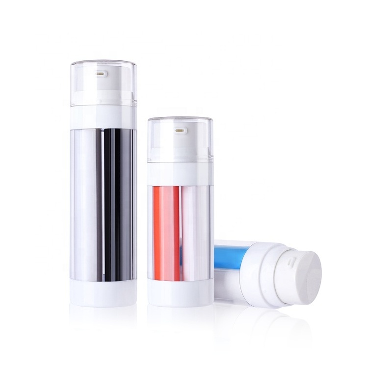 Empty double tube dual chamber 30ml 50ml multi chamber 2 In 1 bottle plastic cosmetic airless lotion pump bottles