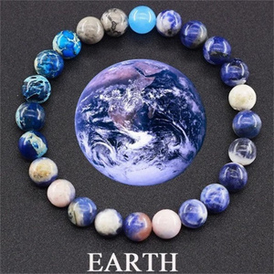 Hot Selling Handmade Beaded Bracelet Universe Eight Planets Natural Stone Beaded Bracelets for Gift