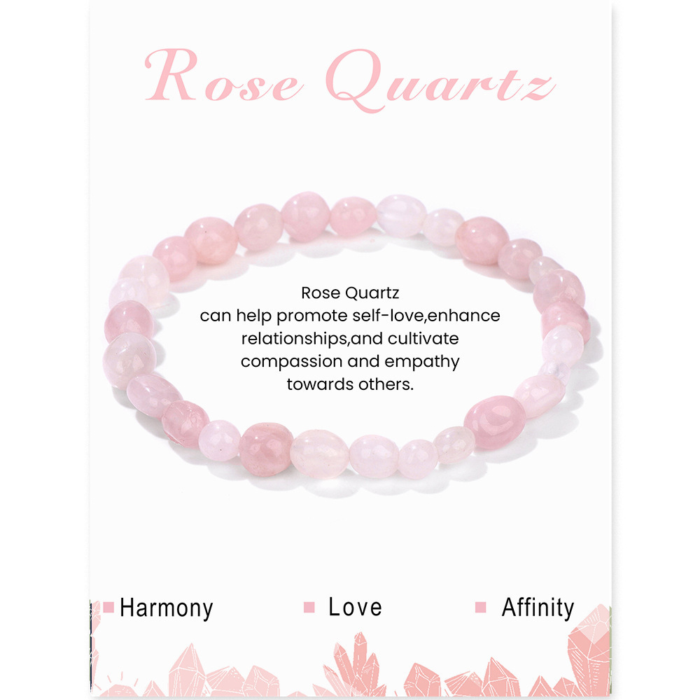 Irregular Natural Rose Quartz Stone Stretch Bracelet Healing Crystal Gemstone Beaded Bracelet for Friendship Gift