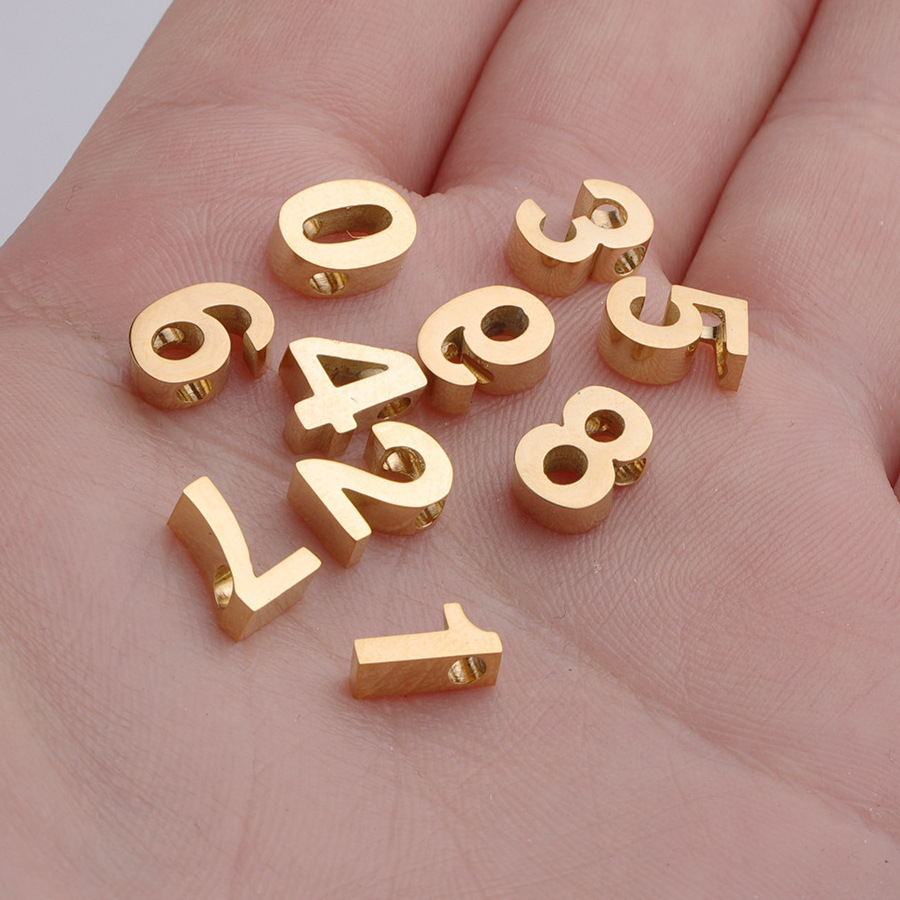 Stainless Steel Number Beads Charm Pendant Angle Numbers Spacer Beads For Necklace Bracelet Jewelry Making