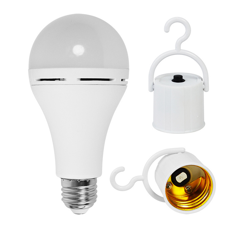 Rechargeable Emergency LED Bulb with Battery Backup, Self-Charging Camping Light Bulbs for Power Outage with hook