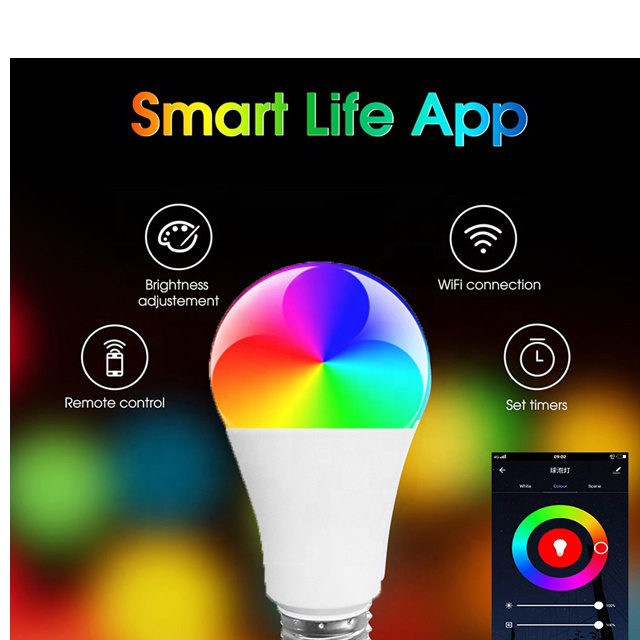 hot product led bulb smart  smart home tuya Remote Control Dimmable round E27 9.4w wifi light bulb