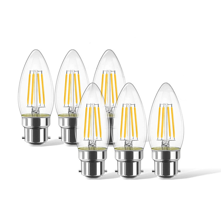 Dimmable E12 Candelabra LED Bulbs 6W (60W Equivalent),4000K Daylight,600LM Ceiling Fan led filament bulb c35 Chandelier Light