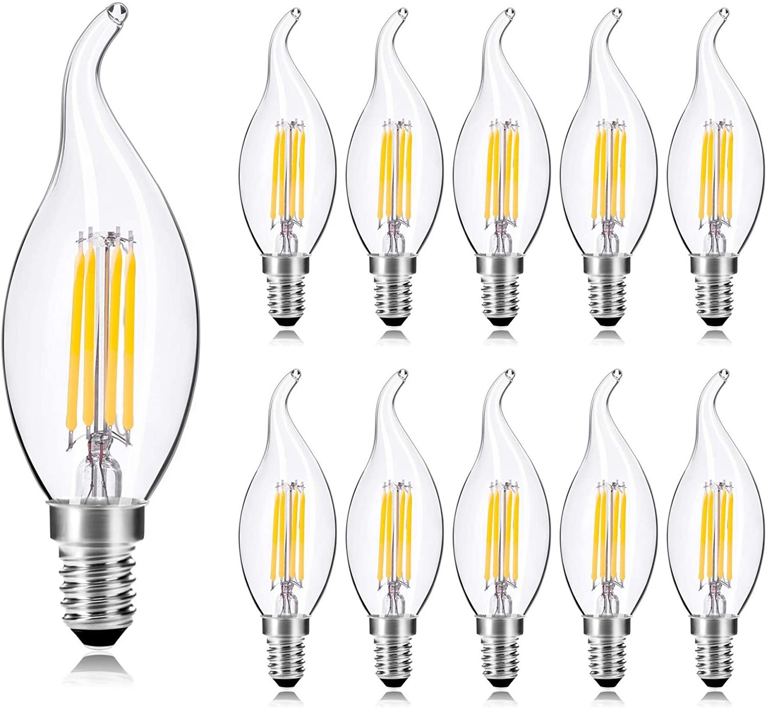 Cheap price clear and amber E14 4W 6W candle filament bulb candle in the wind led filament bulb