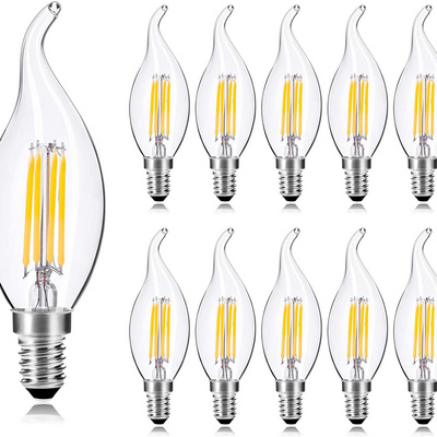 Cheap price clear and amber E14 4W 6W candle filament bulb candle in the wind led filament bulb