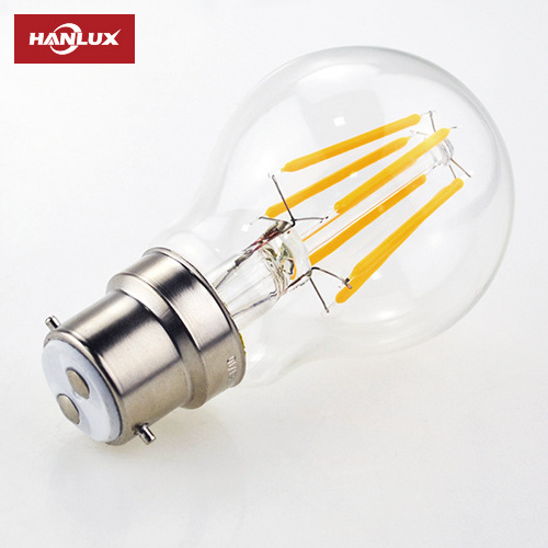 Hanlux 9 watt dc led filament bulb hotsale a60 6w 8w 230v 110v e27 filament bulb twin e27 led bulb lamp edison 4w amber glass