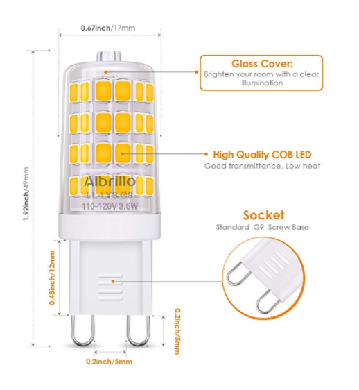 Hanlux G9 LED Light Bulb Bi Pin Base winshine 6000K Daylight G9 Base Bulbs for Chandeliers 4W (40W Halogen Equivalent) 360 Angle