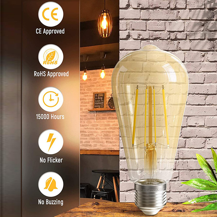 Hanlux edison bulb light wiz filament e27 led bulb vintage style led antique edison bulb st64