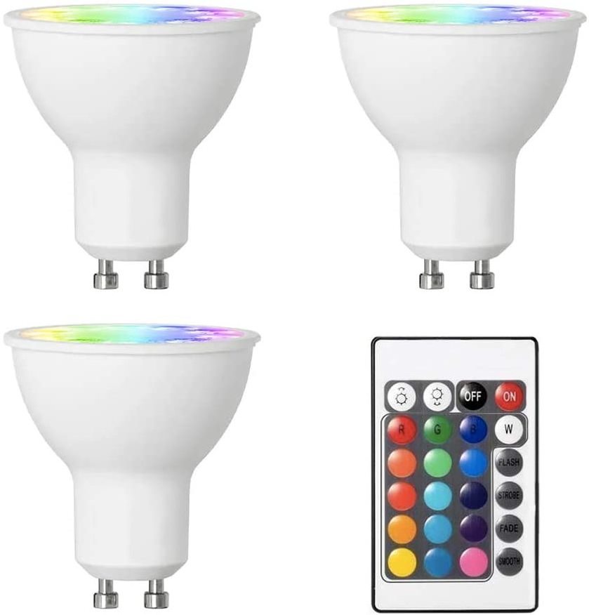 Hanlux GU10 LED Light Bulb Equivalent Color Changing 12 Colors 5W Dimmable RGB LED Light Bulbs with Remote Control