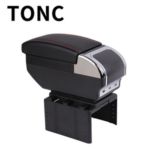 TONC Car universal center armrest box USB charging two-layer storage space center console storage box with water cup holder