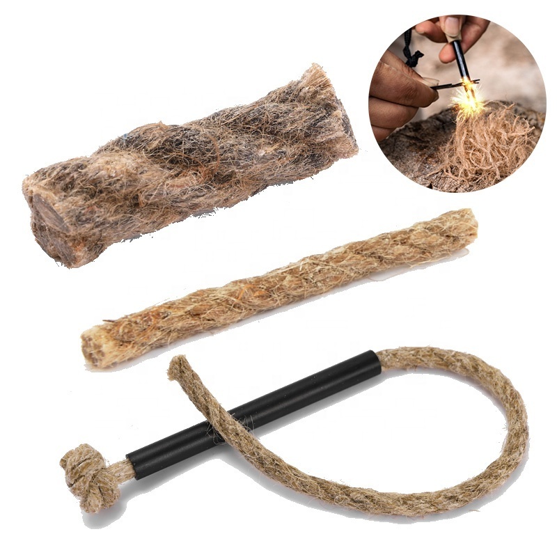 Barbecues Survival Tinder Quick Fire Wax Hemp Tinder Rope Wax Infused Cord Wick Tinder Fire Starter Rope